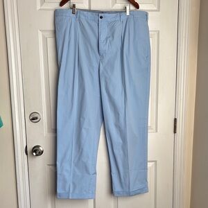 NEW NWT ORVIS Men's Blue chino pants pleated front and cuffed 100% Cotton sz 42